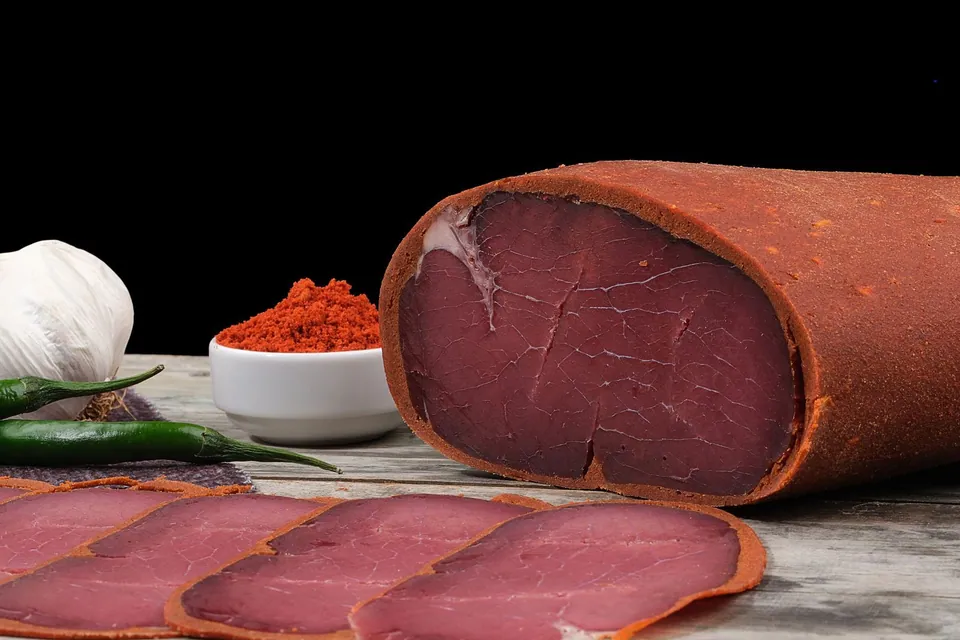 Slices of spiced cured beef