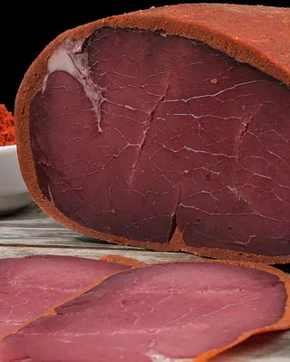Slices of spiced cured beef
