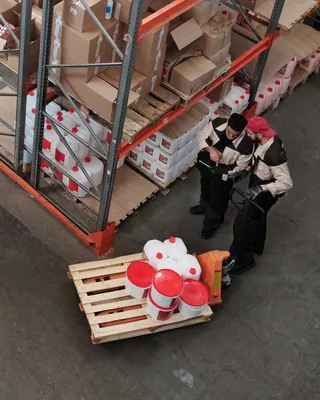 Workers checking shelves in a warehouse